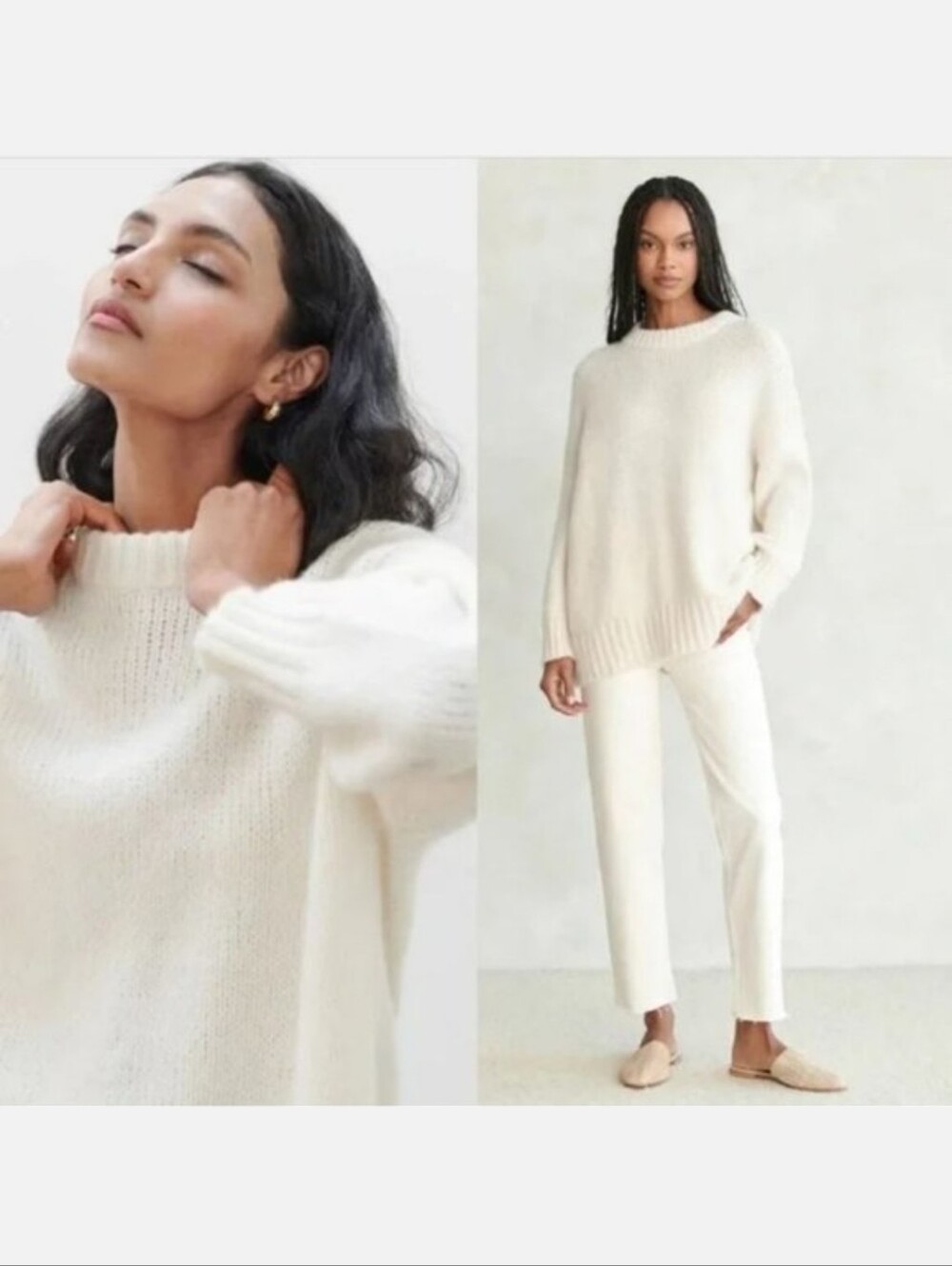 JENNI KAYNE ALPACA COCOON CREWNECK SWEATER IN IVORY